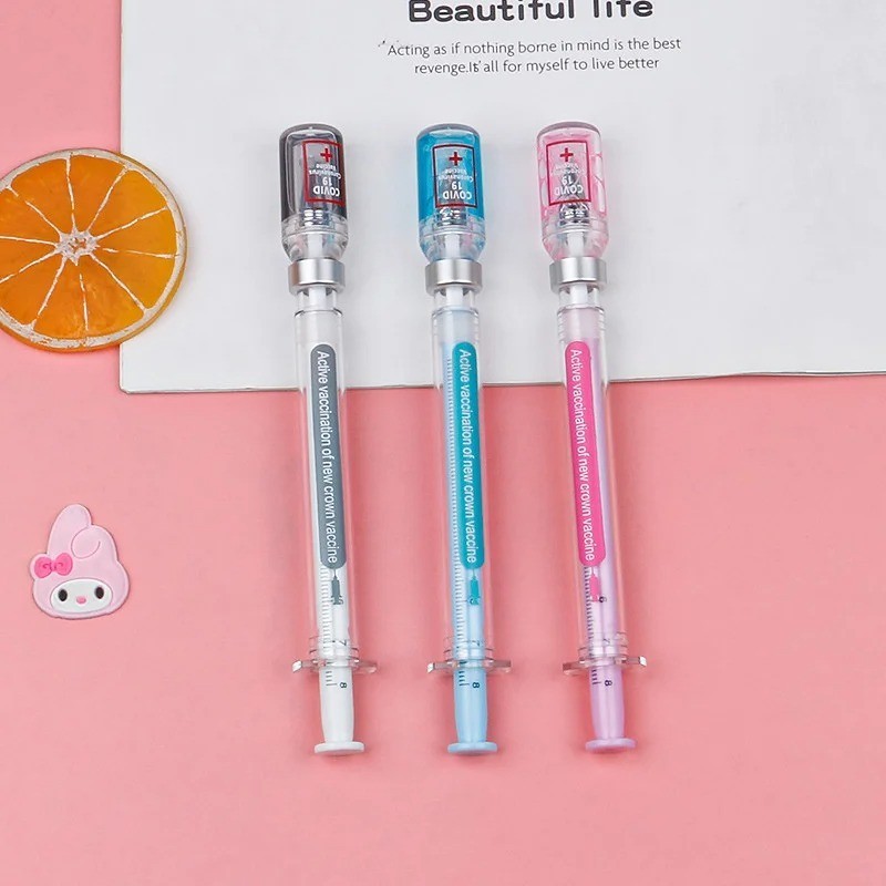 3-PCS Random Color Belt Syringe Shaped Gel Neutral Pen Signature Ballpoint Pen**