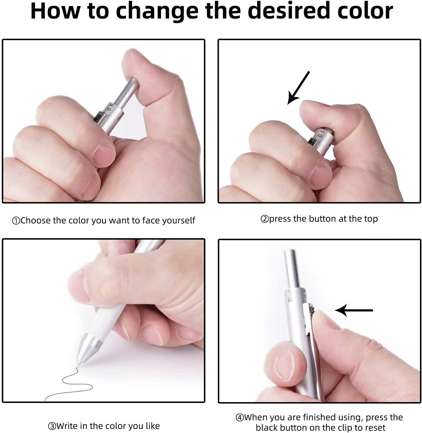 Multicolor Pen 4 in 1 Multifunction Pen with Metal Cased 0.5Mm Mechanical Pencil