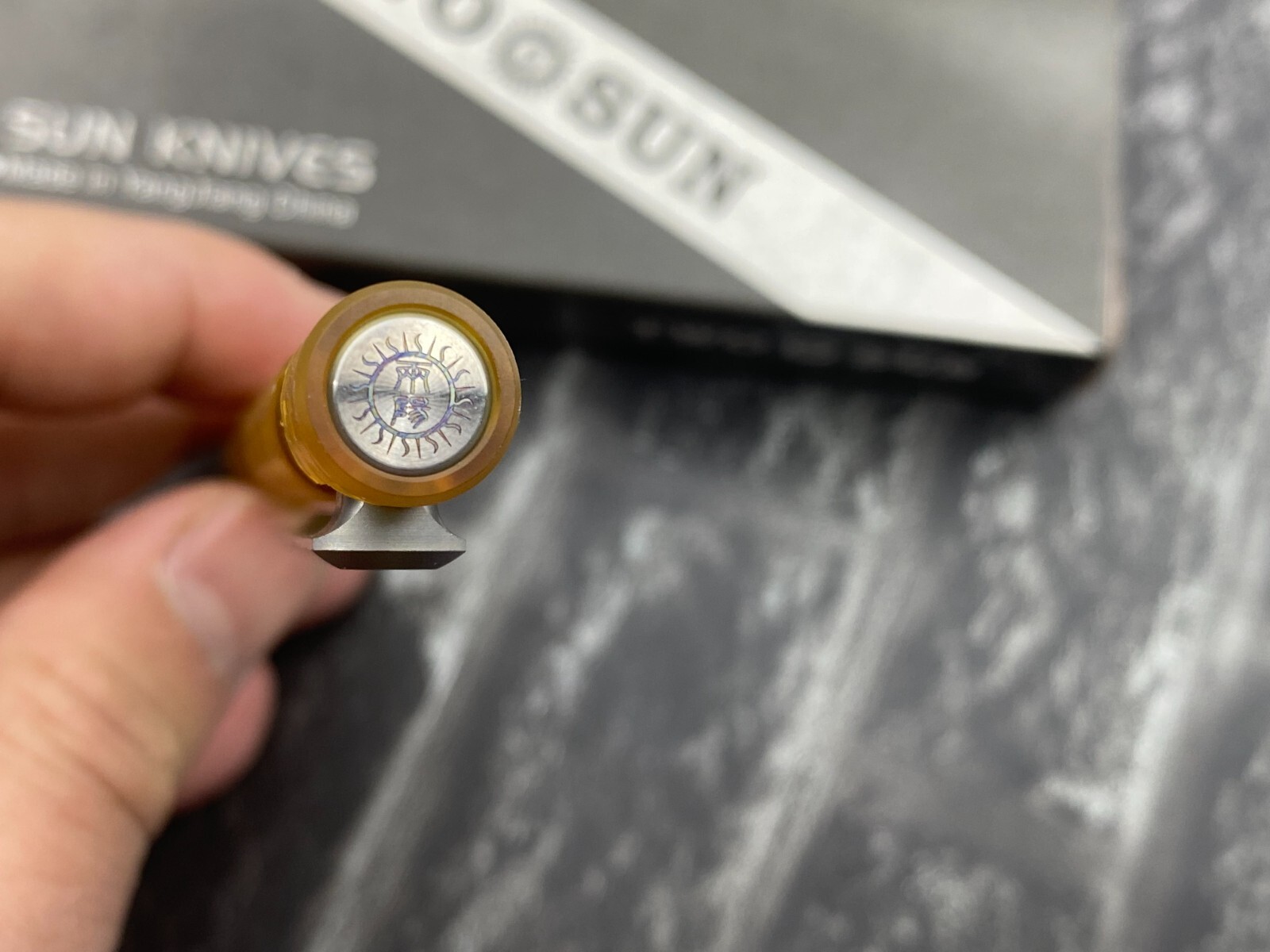 TwoSun TS-Pen37-PEI Checkered Tactical Titanium Push Button Mechanism Pen
