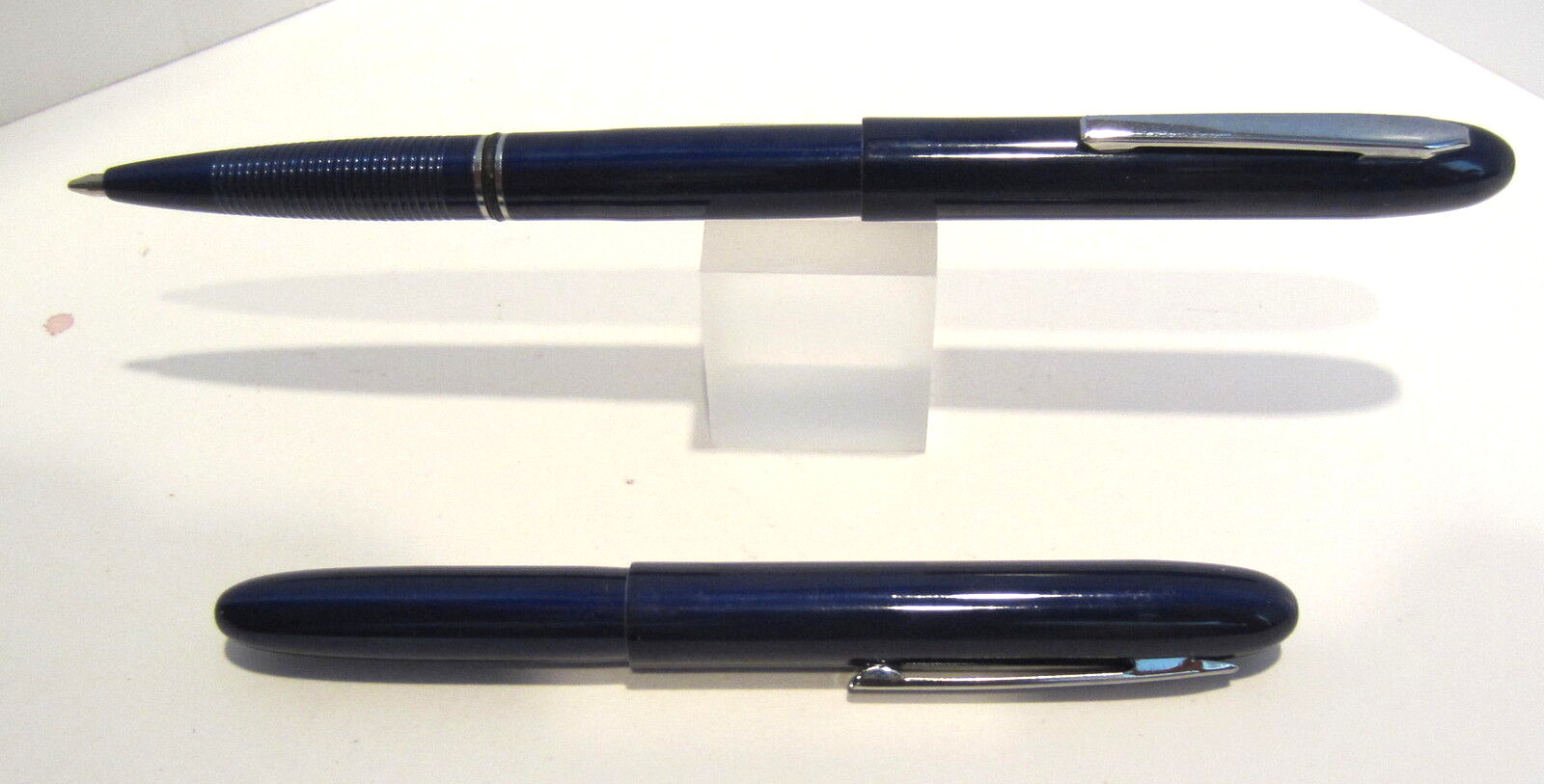 BLUE BULLET CAPPED BALLPOINT PEN w/ clip-GREAT POCKET PEN