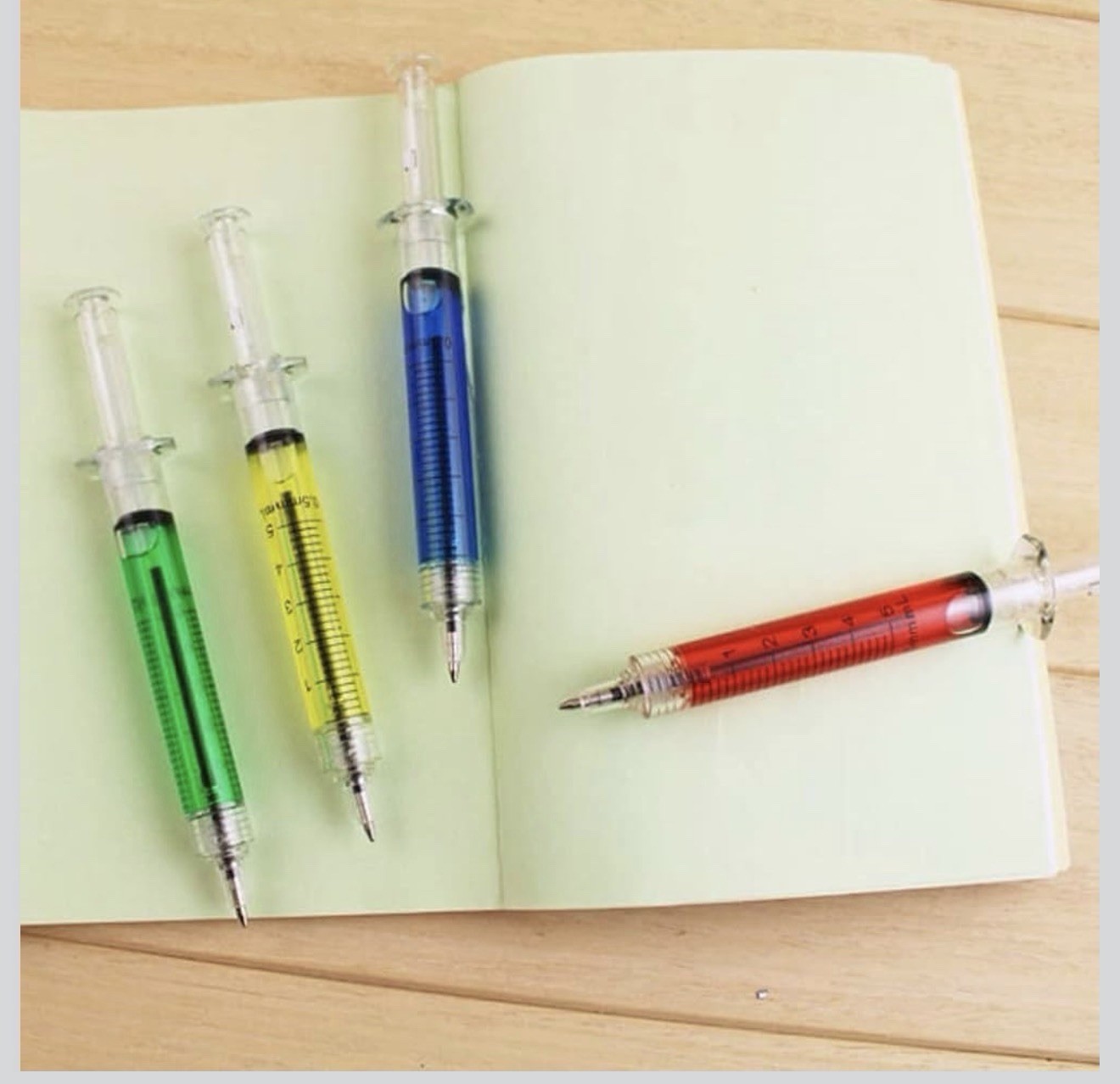 4 Assorted 5 Inch Color Syringe Shot Design Pen Nurse Doctor Medical Gag Prank