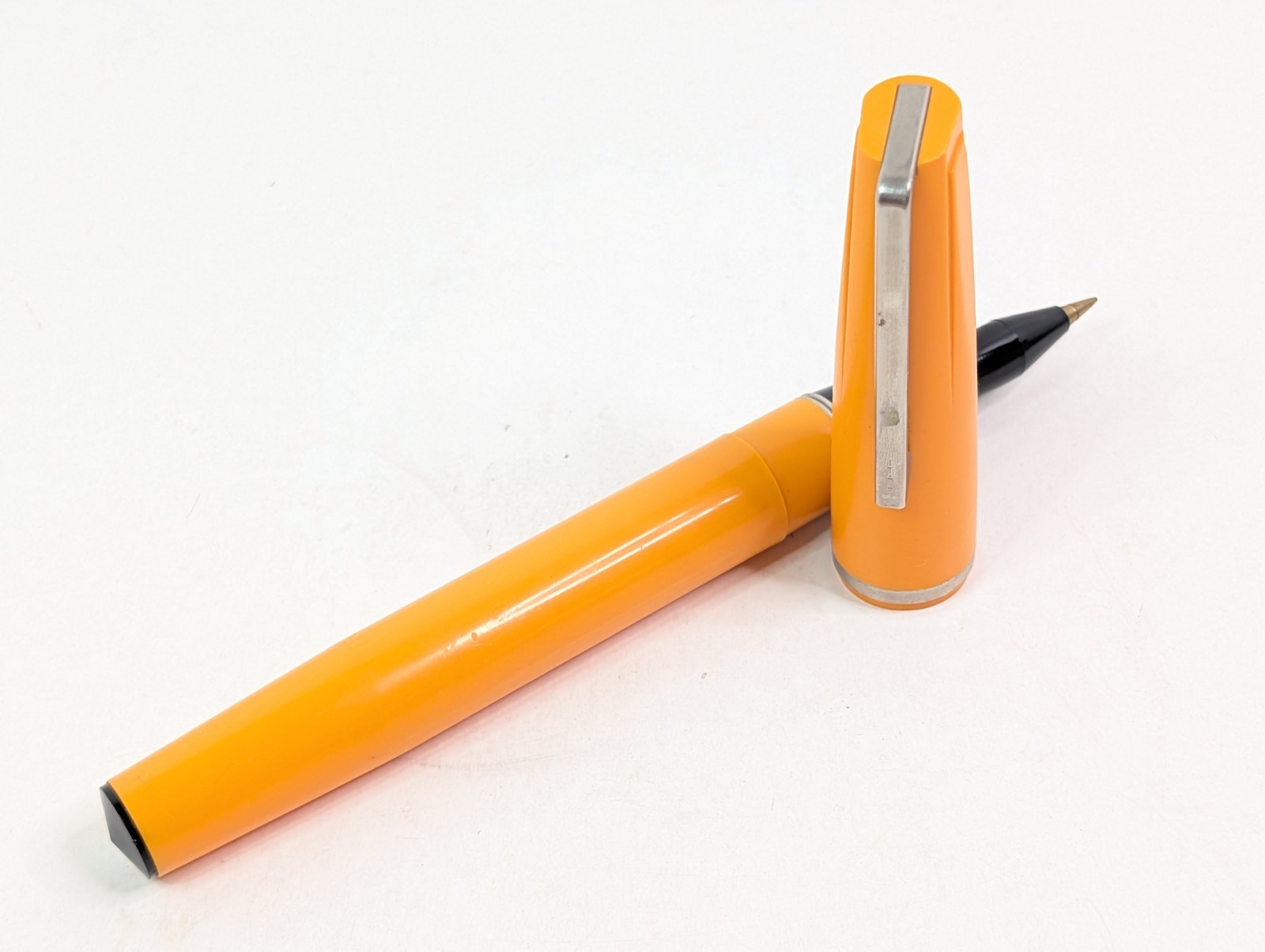 Large Oversized Jumbo 9″ Orange Ball Point Pen Novelty Gag Office Italy Vintage
