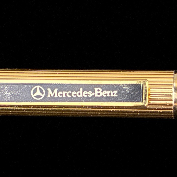 Vintage Mercedes Benz Gold Tone w/ Black Trim Lined Shaft Ballpoint Pen