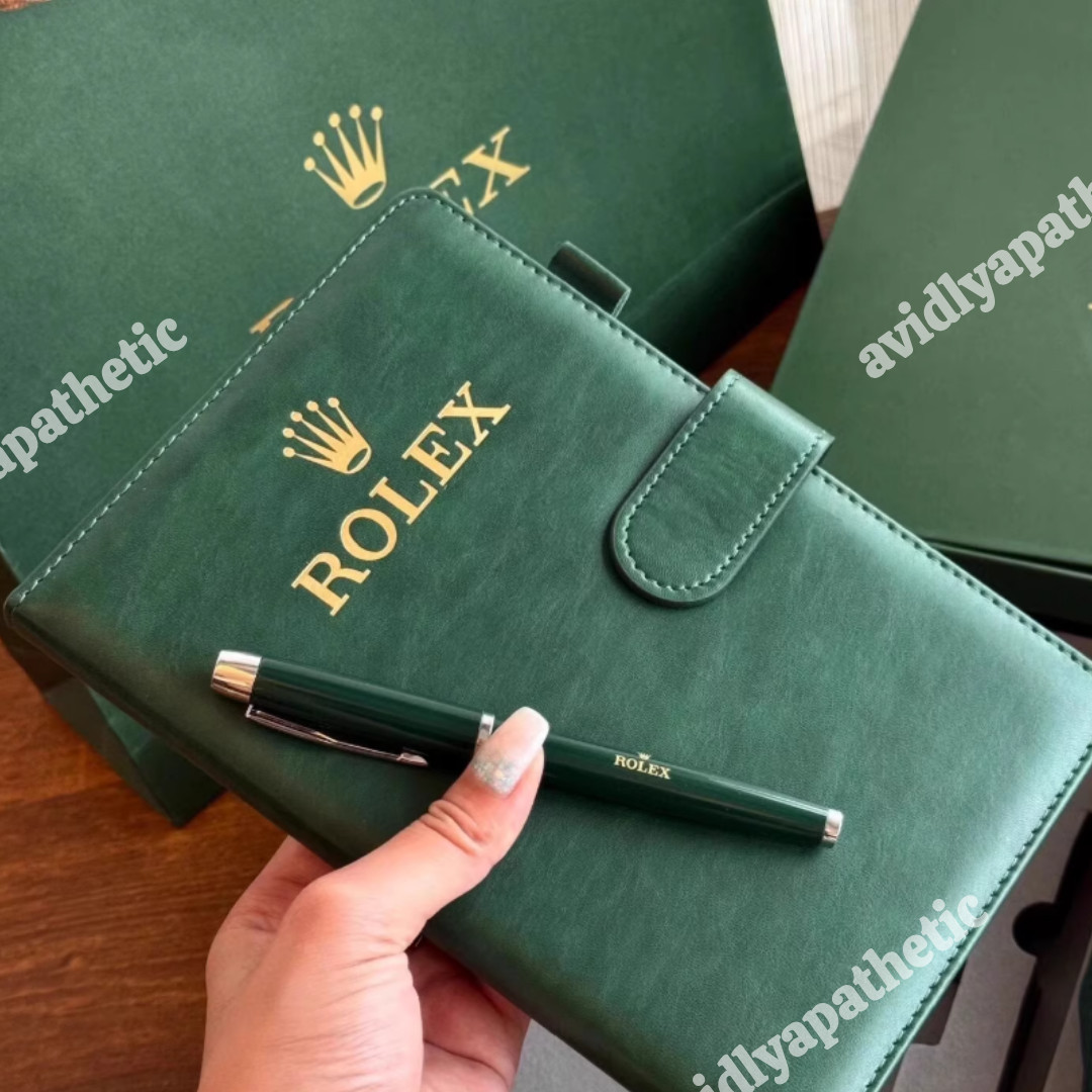 ROLEX Green Gift Set Notebook Ballpoint Pen Folding Umbrella Luxury Gift Box 💎