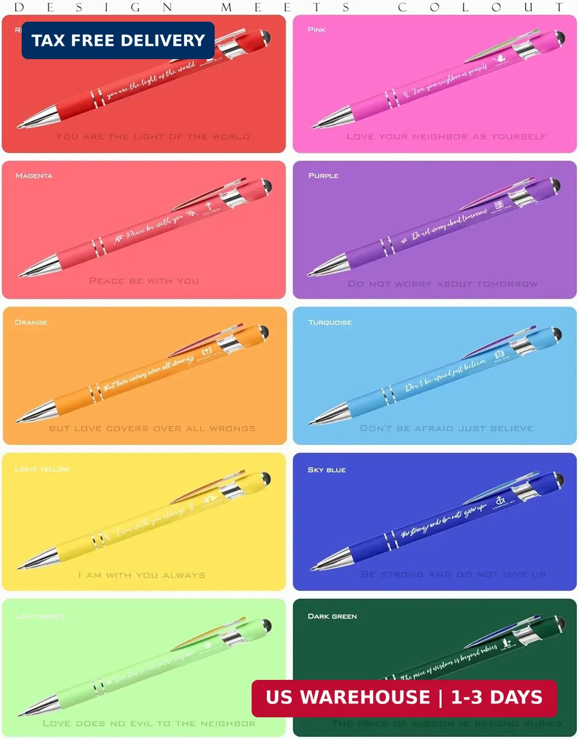 Christian Pens with Stylus Tips Bible Verse Inspirational Pens Ballpoint Smooth