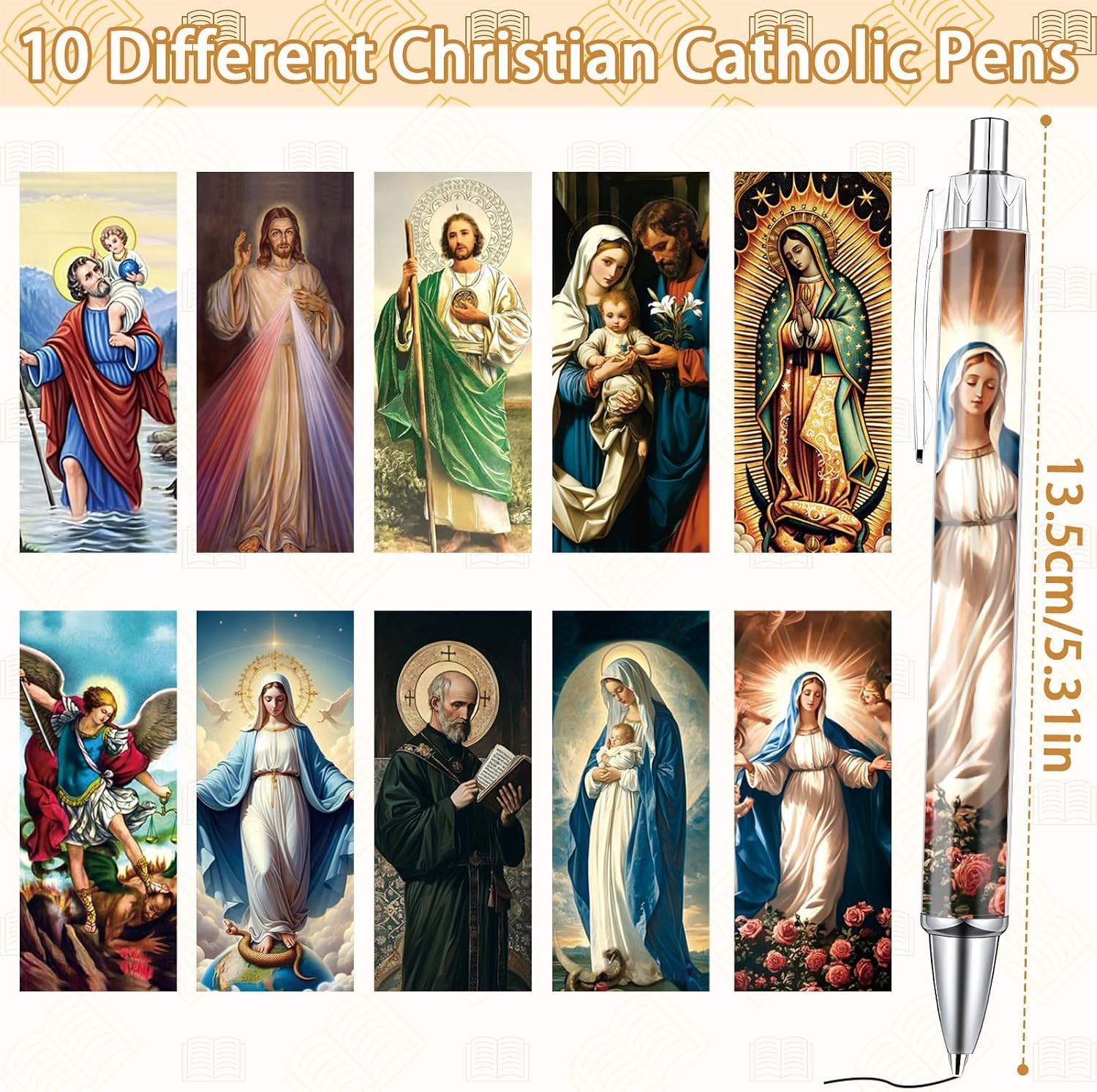 Catholic Saints Ballpoint Pens – 10 Pcs Christian Religious Pens Set Bible Jesus
