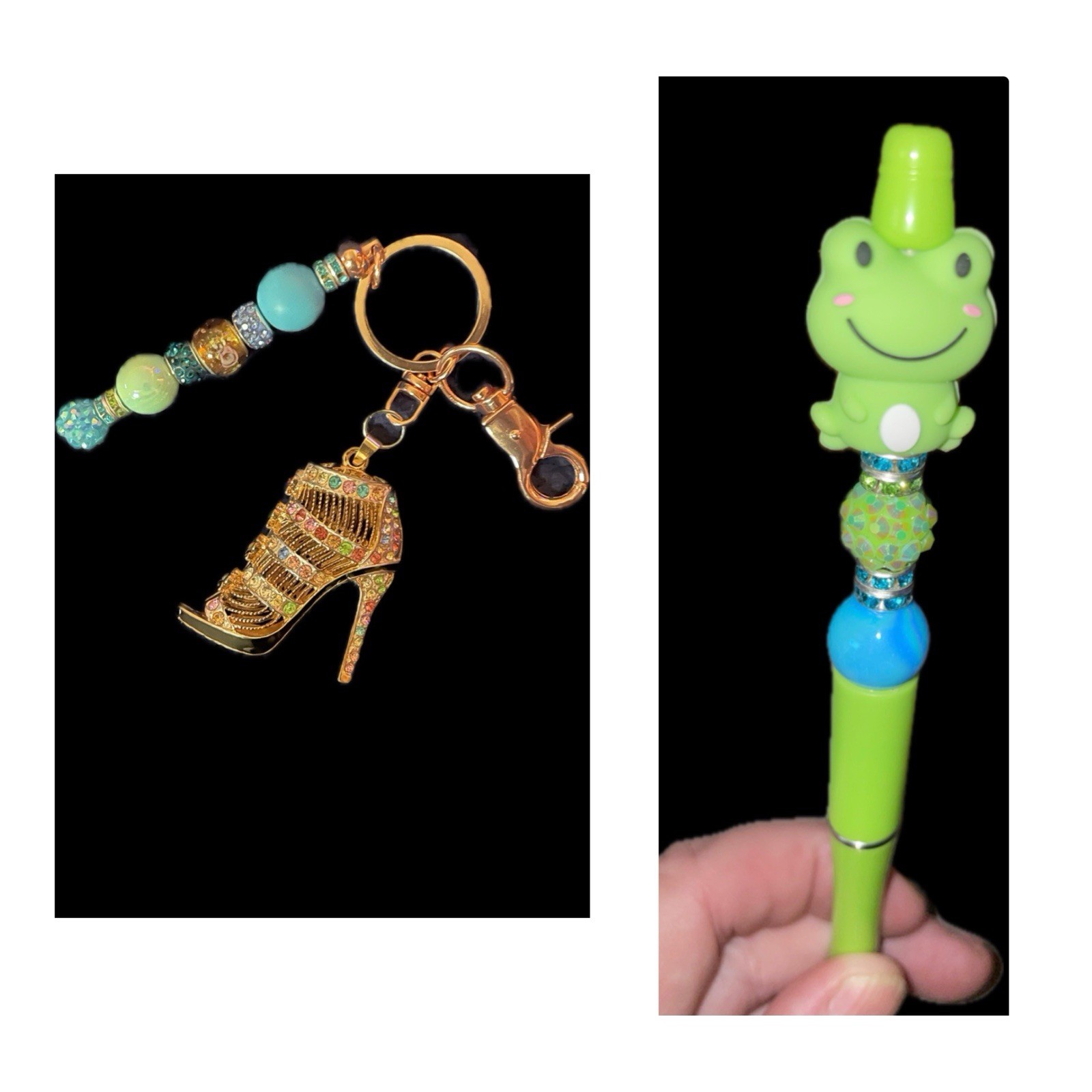Handmade Pen & Handmade Betsy Johnson Bagclips/Keychain Lot YOU GET BOTH