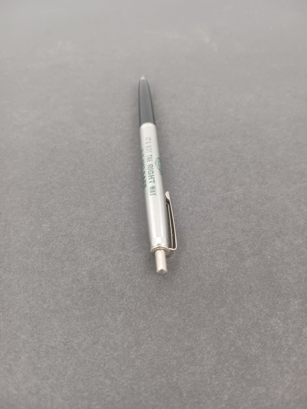 Vintage Autopoint USA Advertising Pen / Green Cross Safety / Metal and plastic