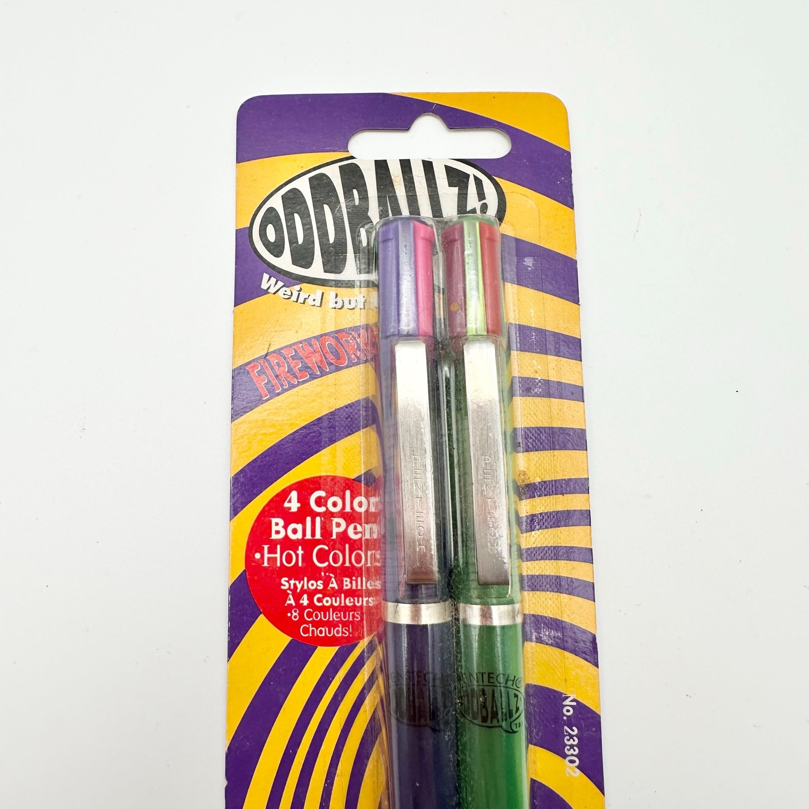 Pentech Oddballz Fireworks 4 Color Blue Green Retractable Pens 1997 Deadstock