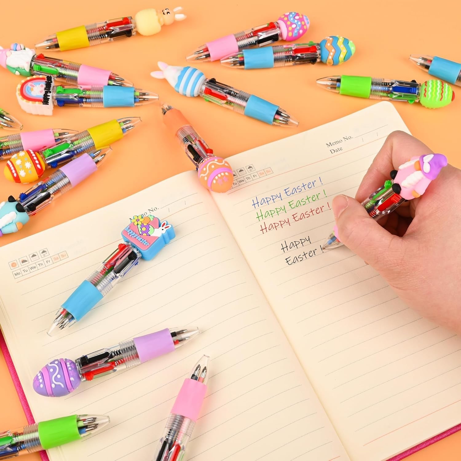 25 Pcs Easter Multicolor Pen in One Cartoon Cute Fun 4-In-1 Cute Pens Bulk Kawai