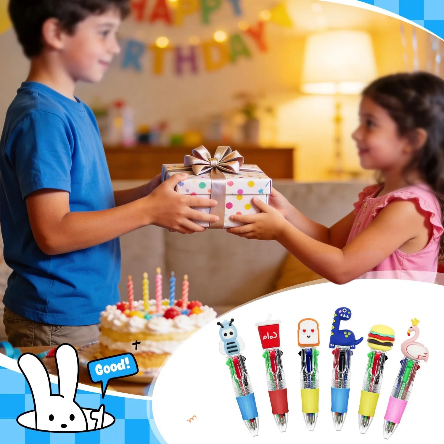 24Pcs Mini Multicolor Pens in One, 4-in-1 Cute Pens Bulk for Party Favors and Bi