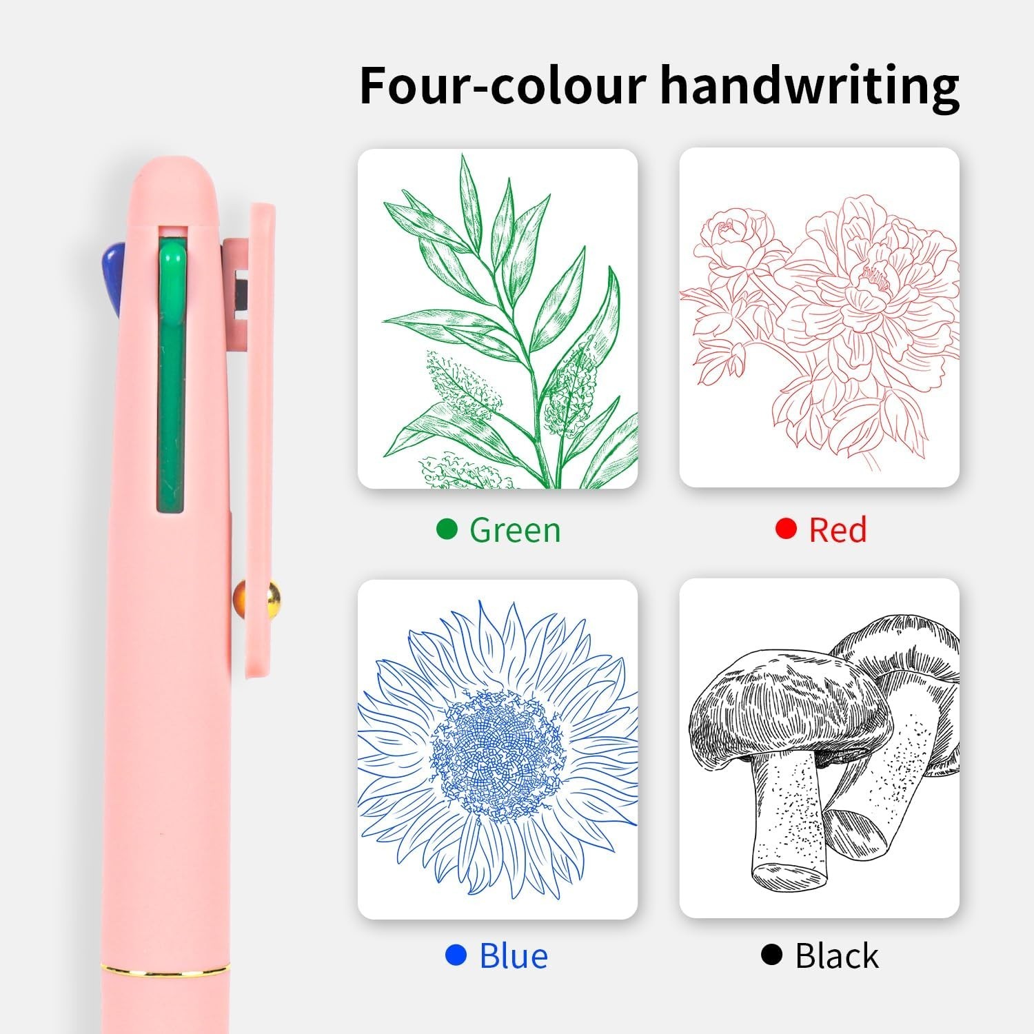 Multicolor Pens, 4-in-1 Colored Ballpoint Pen 0.5mm Fine Point Smooth Writing…