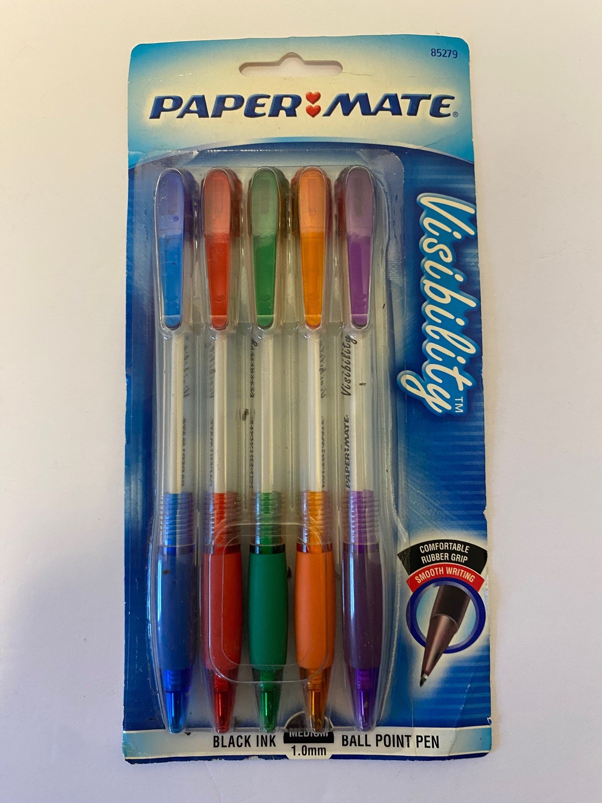 Vintage Paper Mate Visibility Black Ink Ball Point Pen 2002 NEW Rubber Grip Pens