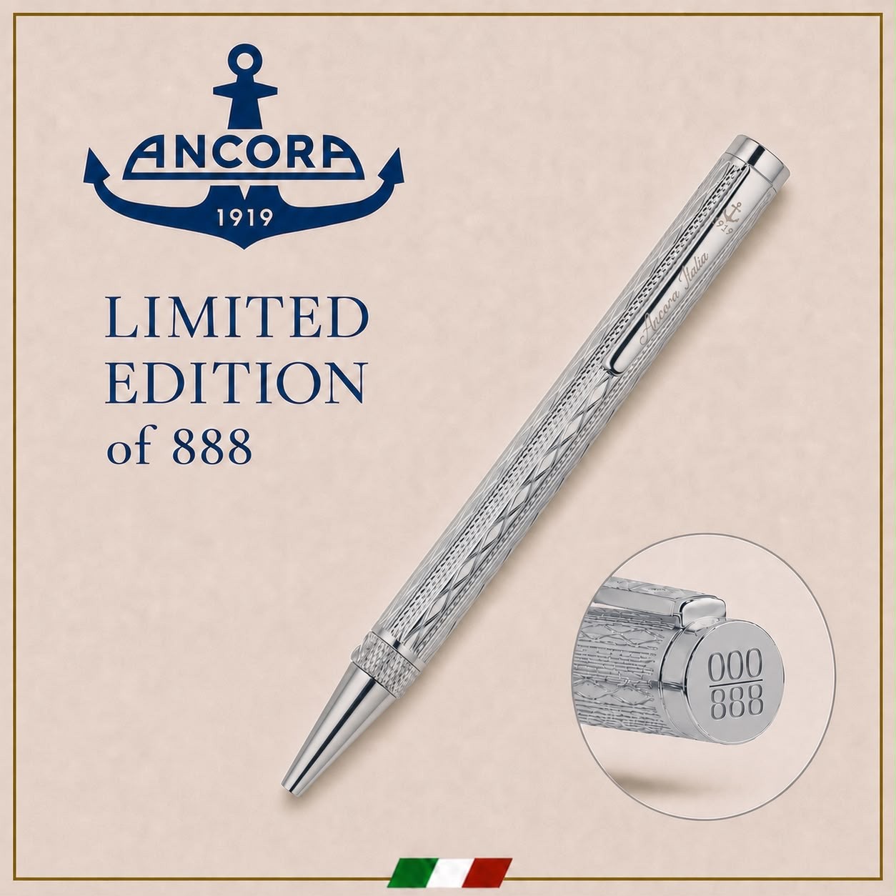 SOVEREIGN CHROME Limited edition of 888 pens by Ancora 1919 Italia brand new
