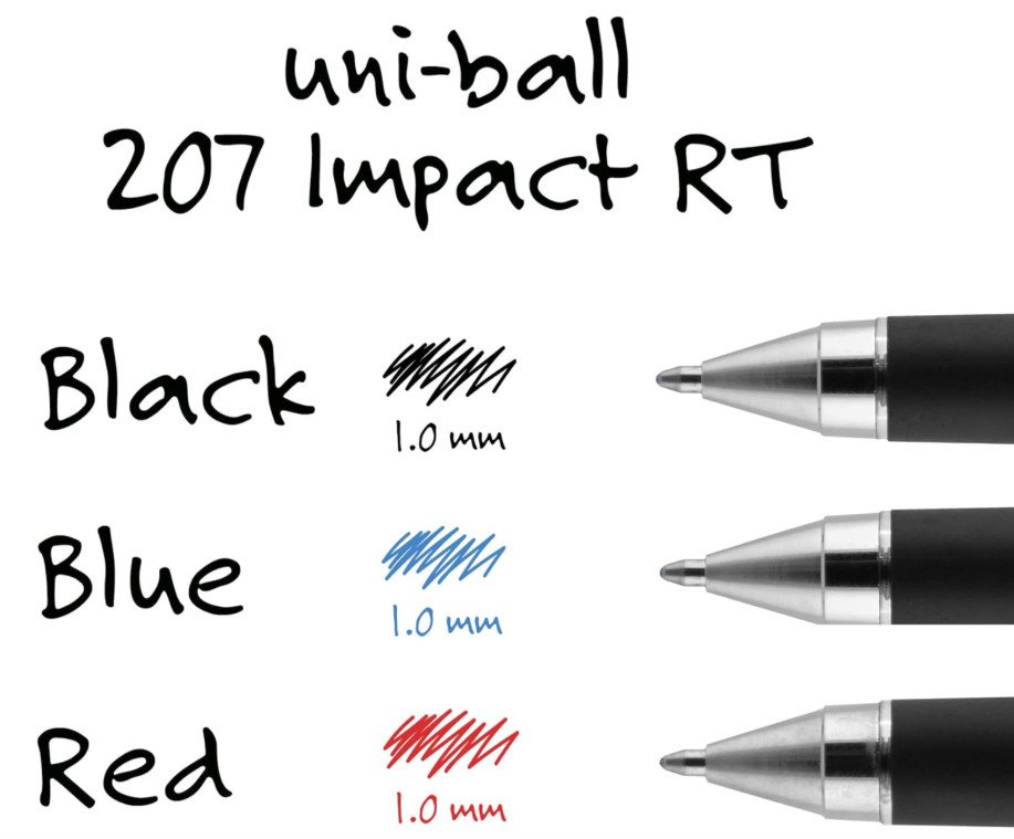 Uniball Signo 207 Impact Stick Gel Pen Refill, 2 Black Pen Refills, 1.0Mm Bold P