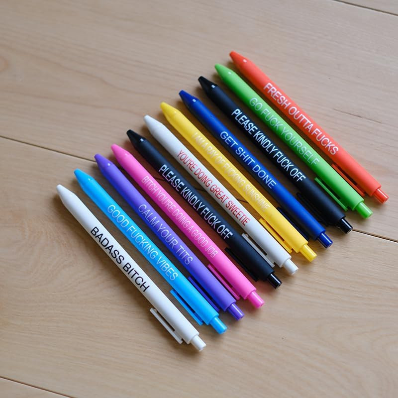 11Pcs Funny Pens Set for Adults Swear Word Daily Ballpoint Pen Premium Novelty
