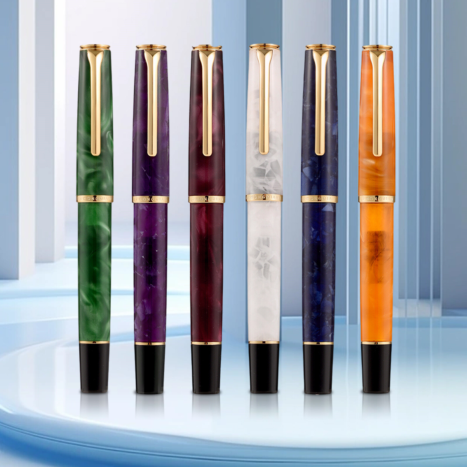HongDian N12 Resin Fountain Pen, Extra Fine Nib Classic Pen Writing Pen Gift