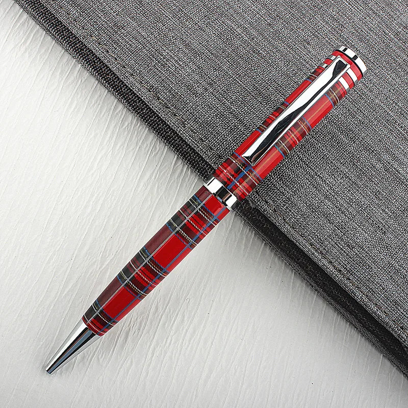Flannel Pattern Twist Ballpoint Pen – Classic Red & Chrome Trim, YouPing FL99