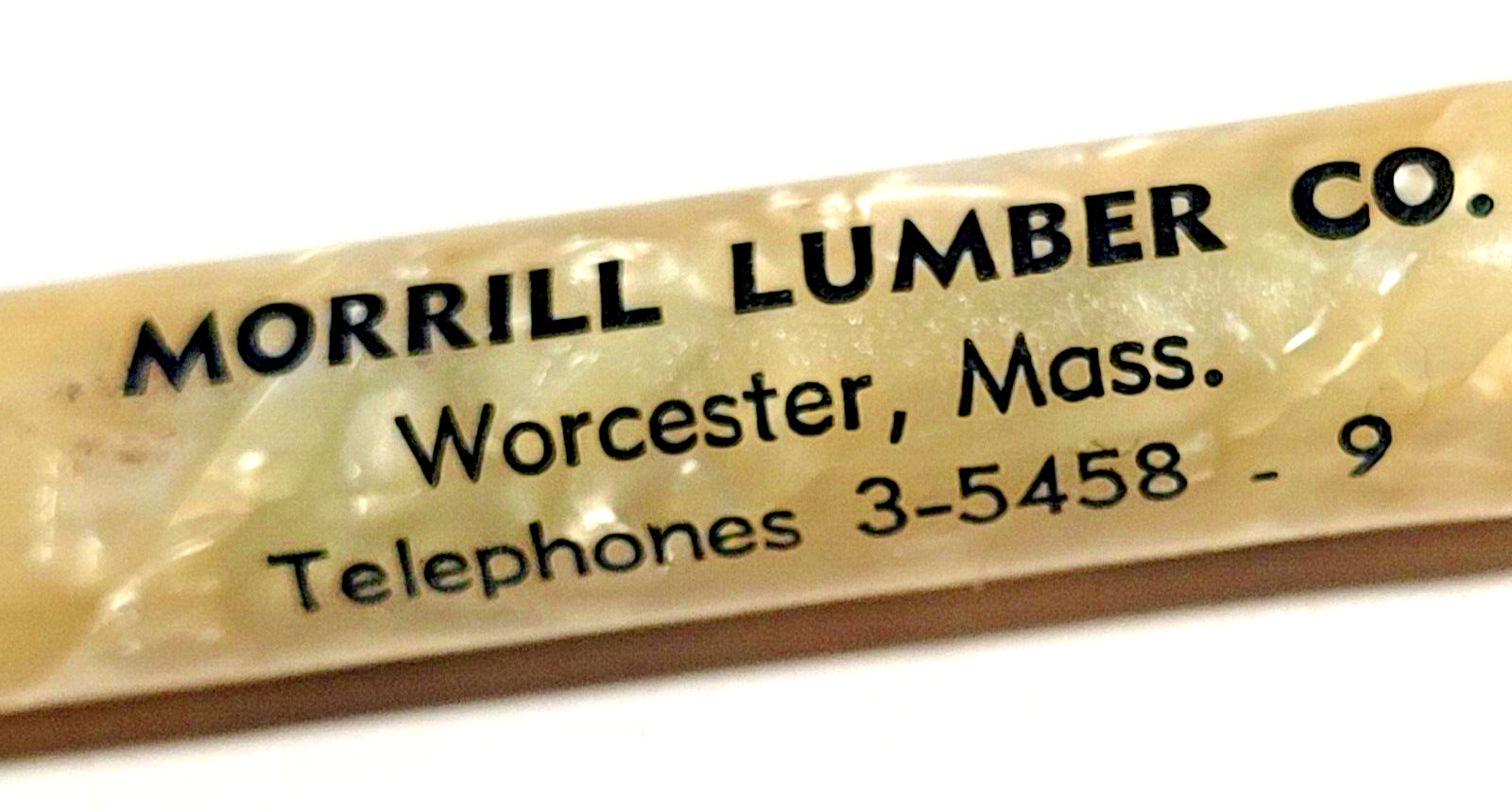 Ballpoint Pen-Marblized Celluloid 1940’s-Morrill Lumber Co-Worcester,Mass