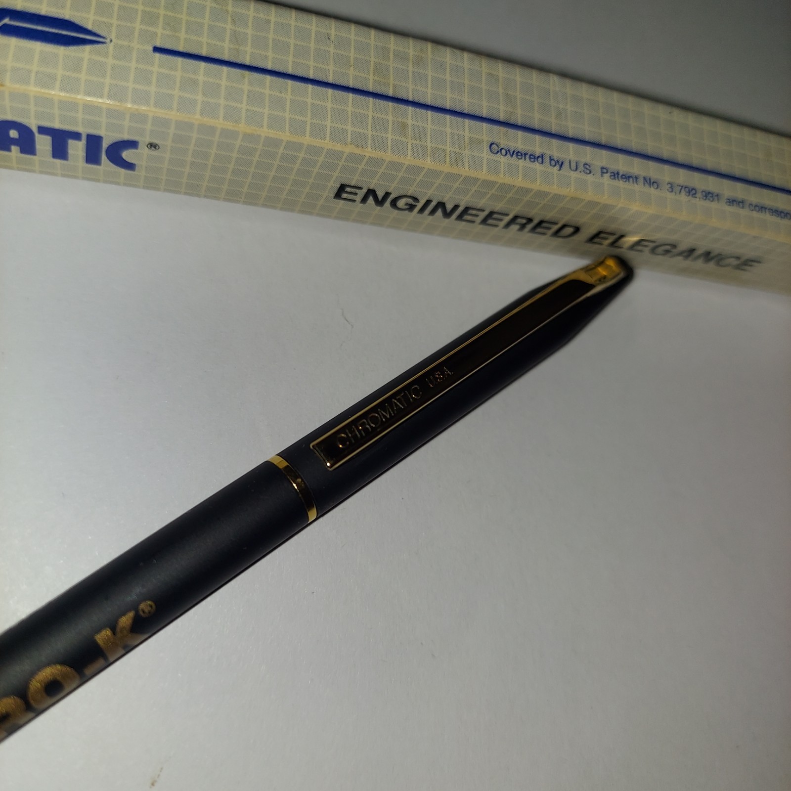 Vintage Chromatic Pen Black Gold Trim Pharmaceutical Advertising GUC Micro K 10