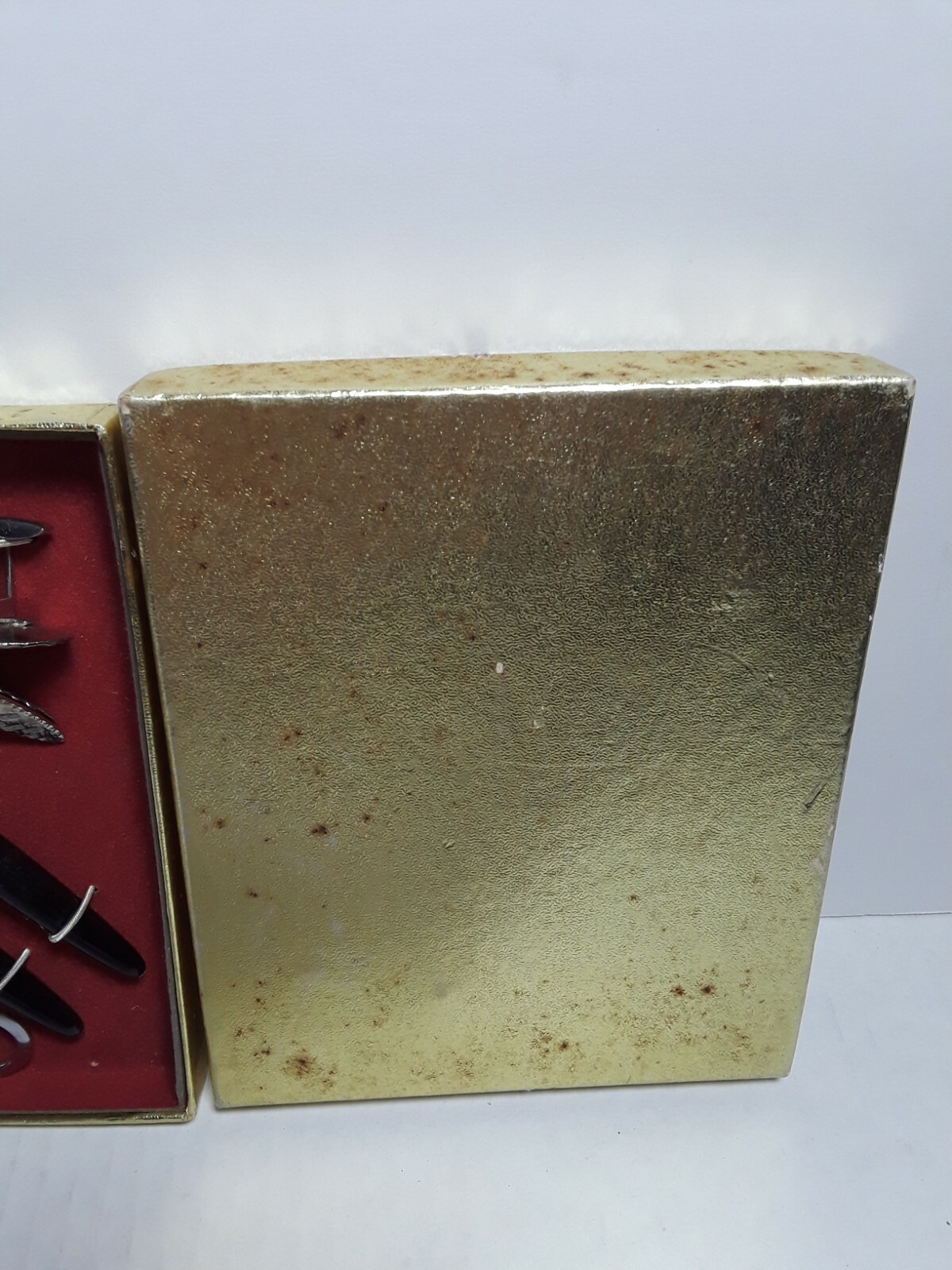 Vtg Windsor USA Gift Set 2 Ballpoint Pens Cuff Links Tie Bar Key Ring Silvertone