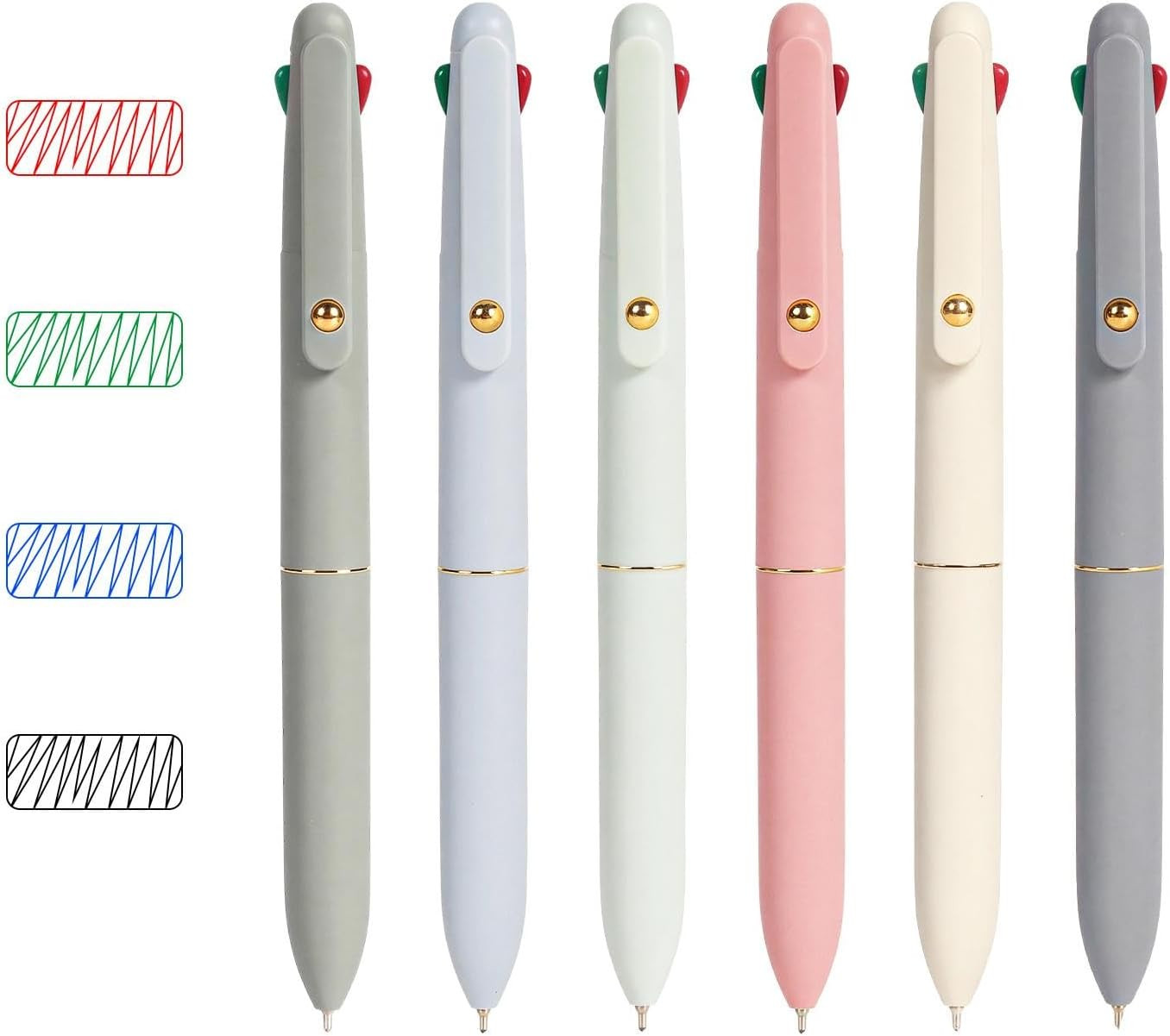Multicolor Pens, 4-In-1 Colored Ballpoint Pen 0.5Mm Fine Point Smooth Writing,Nu