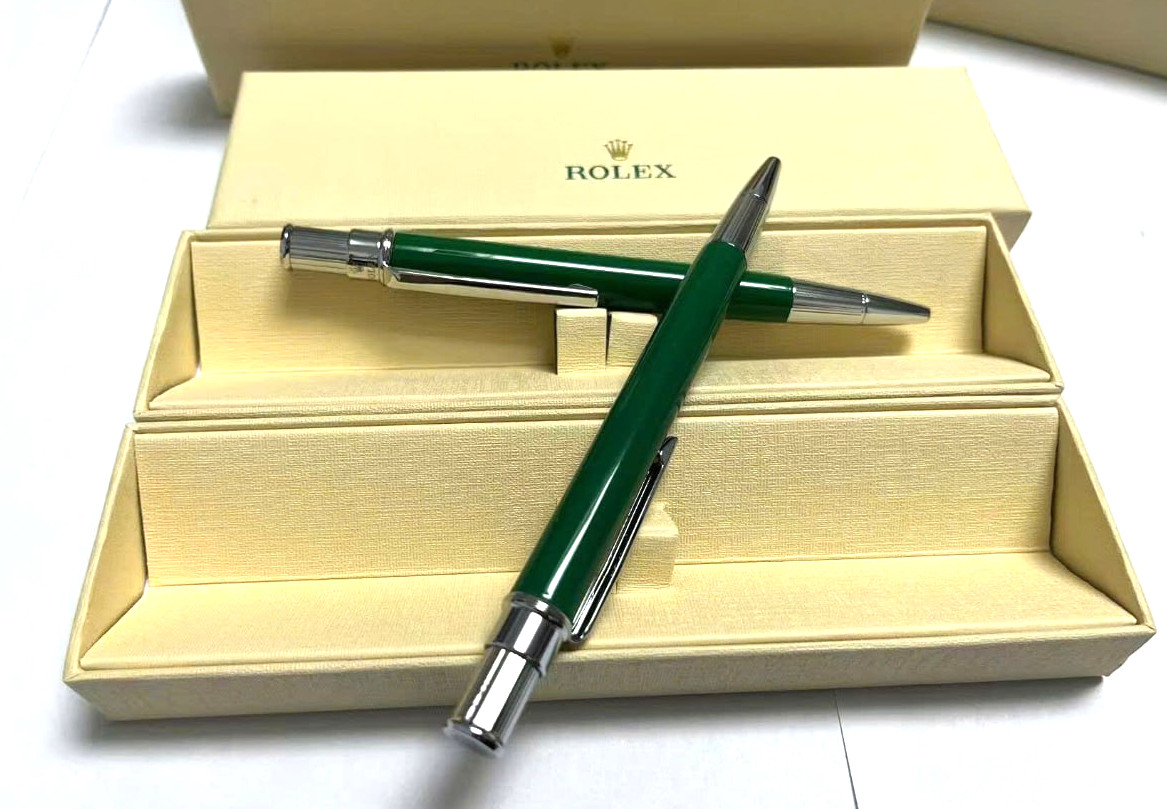 Rolex Ballpoint Pen – Green & Silver Collectible Writing Instrument Luxury Gift