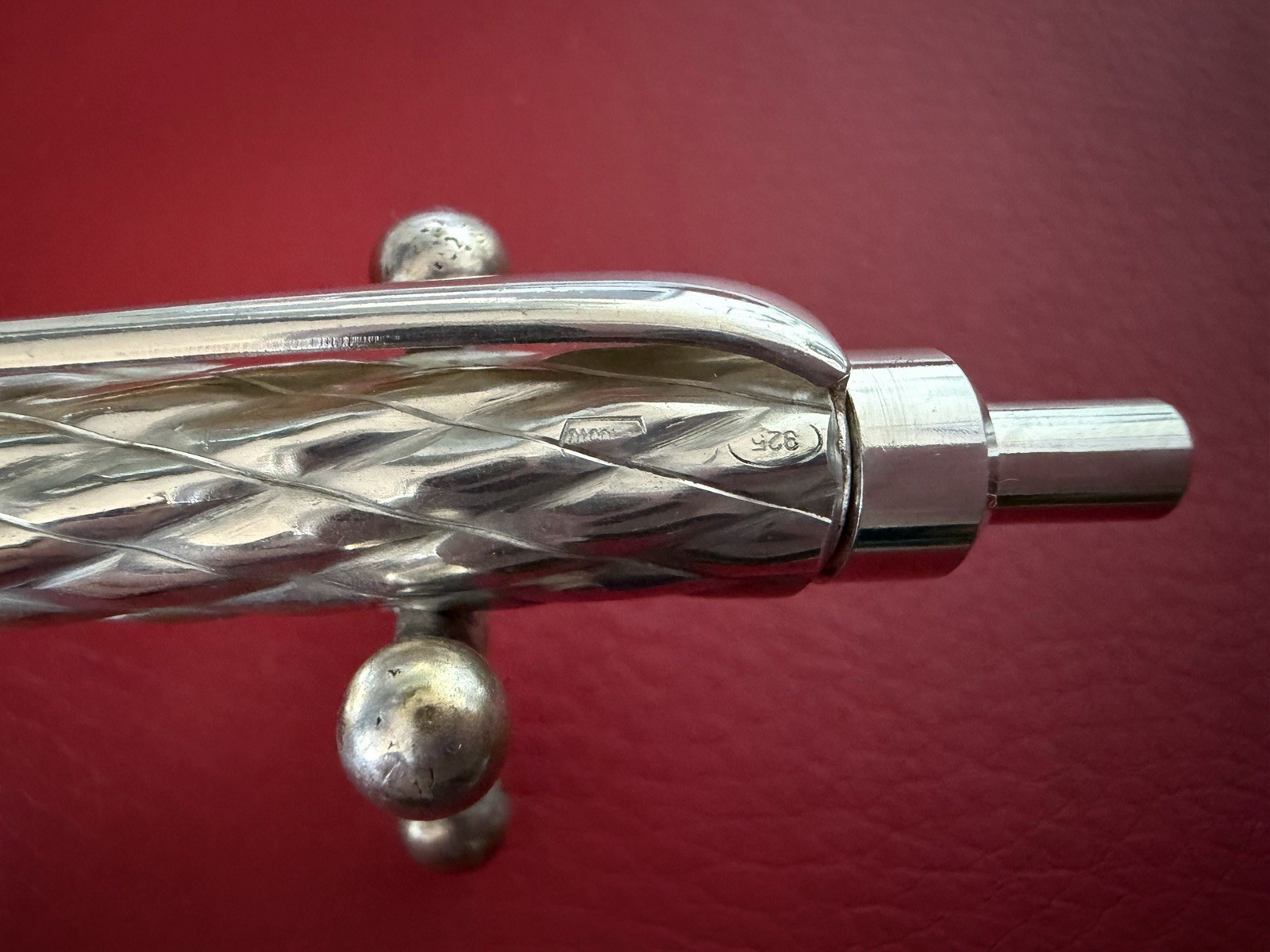 Cesare Emiliano Sterling Silver 925 Solid Pen Ballpoint Vintage Relief Weave