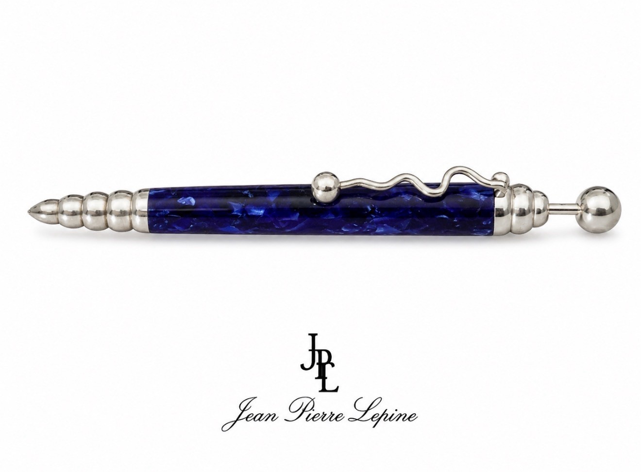 Jean Pierre Lepine Zig Zag Marbled Blue Ballpoint Pen Paris Vintage