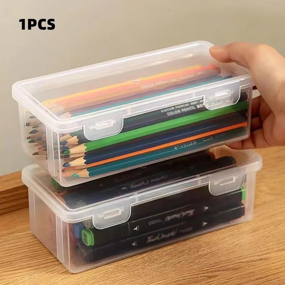 1/2/3/4pcs Plastic Translucent Pencil Case Large Capacity Pencil Boxes Portable