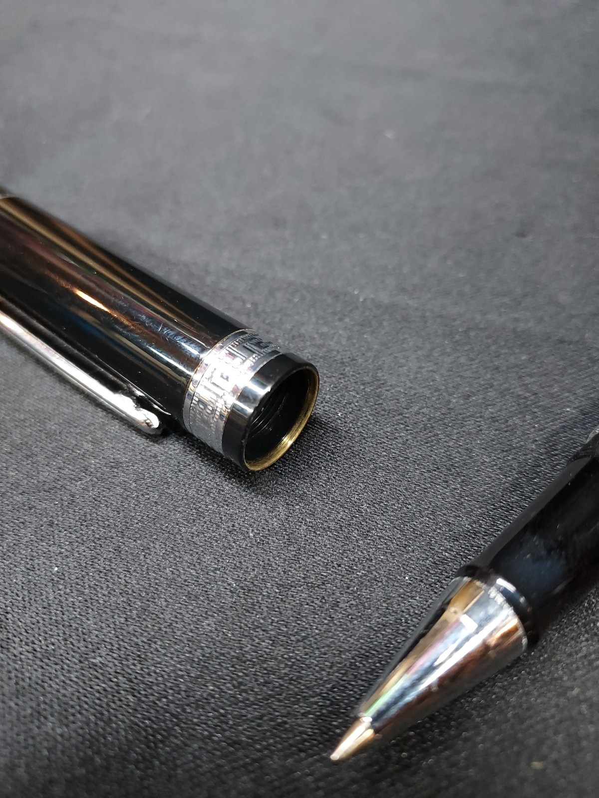Vtg HAUSER GERMANY Pen Oversized Leather Handle Black Open Ceramic 777 SF