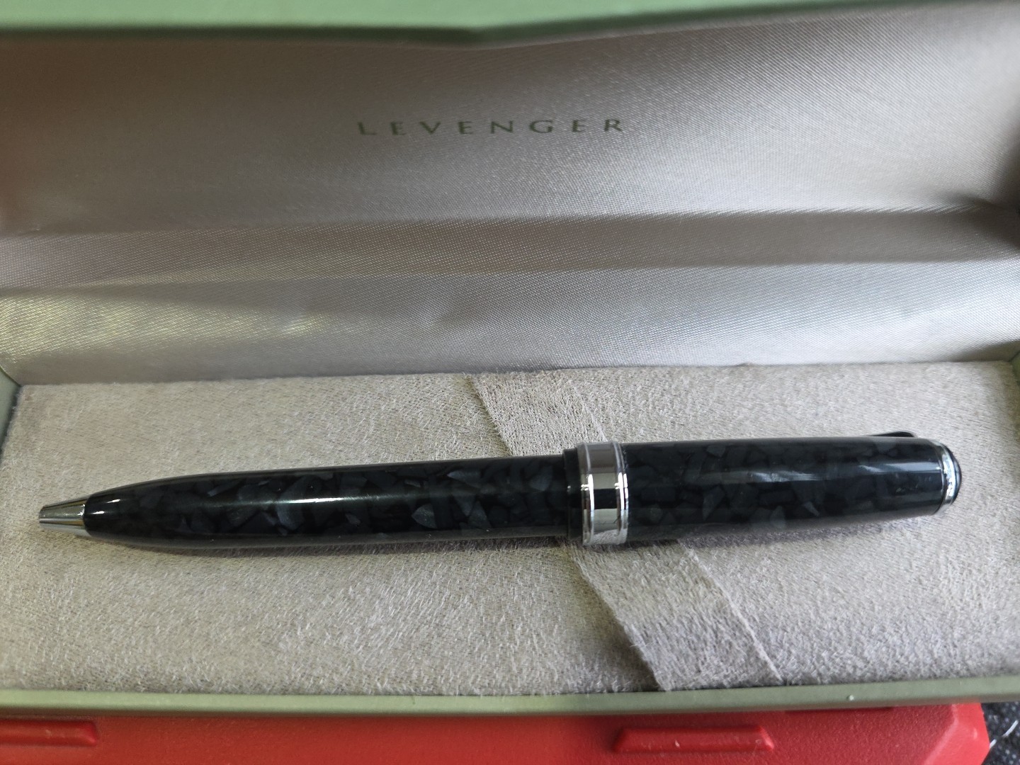 Levenger Black Mossaic Ballpoint Pen No Ink Generic Box