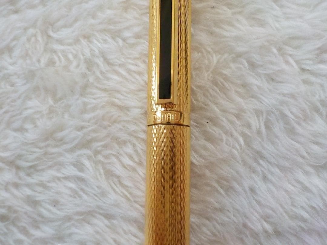 DUNHILL Ballpoint Pen Twist Gold Textured Metal 14cm Used Germany