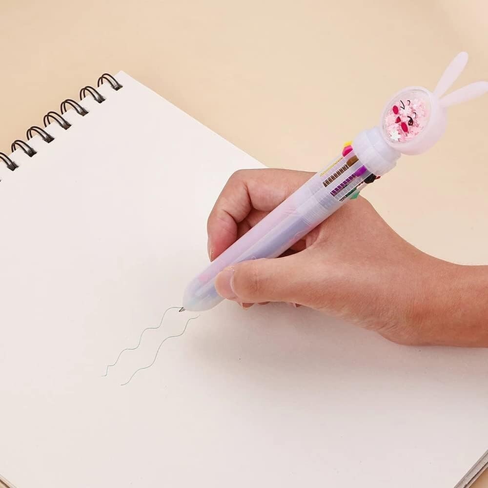0.5mm 10-in-1 Multicolor Ballpoint Pen 10 Colors Cute Cartoon Retractable