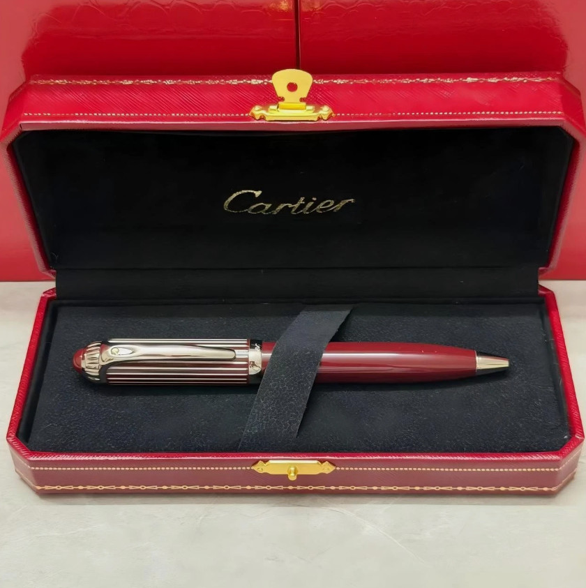 Cartier Red Ballpoint Pen Luxury Writing Instrument Executive Gift New Box