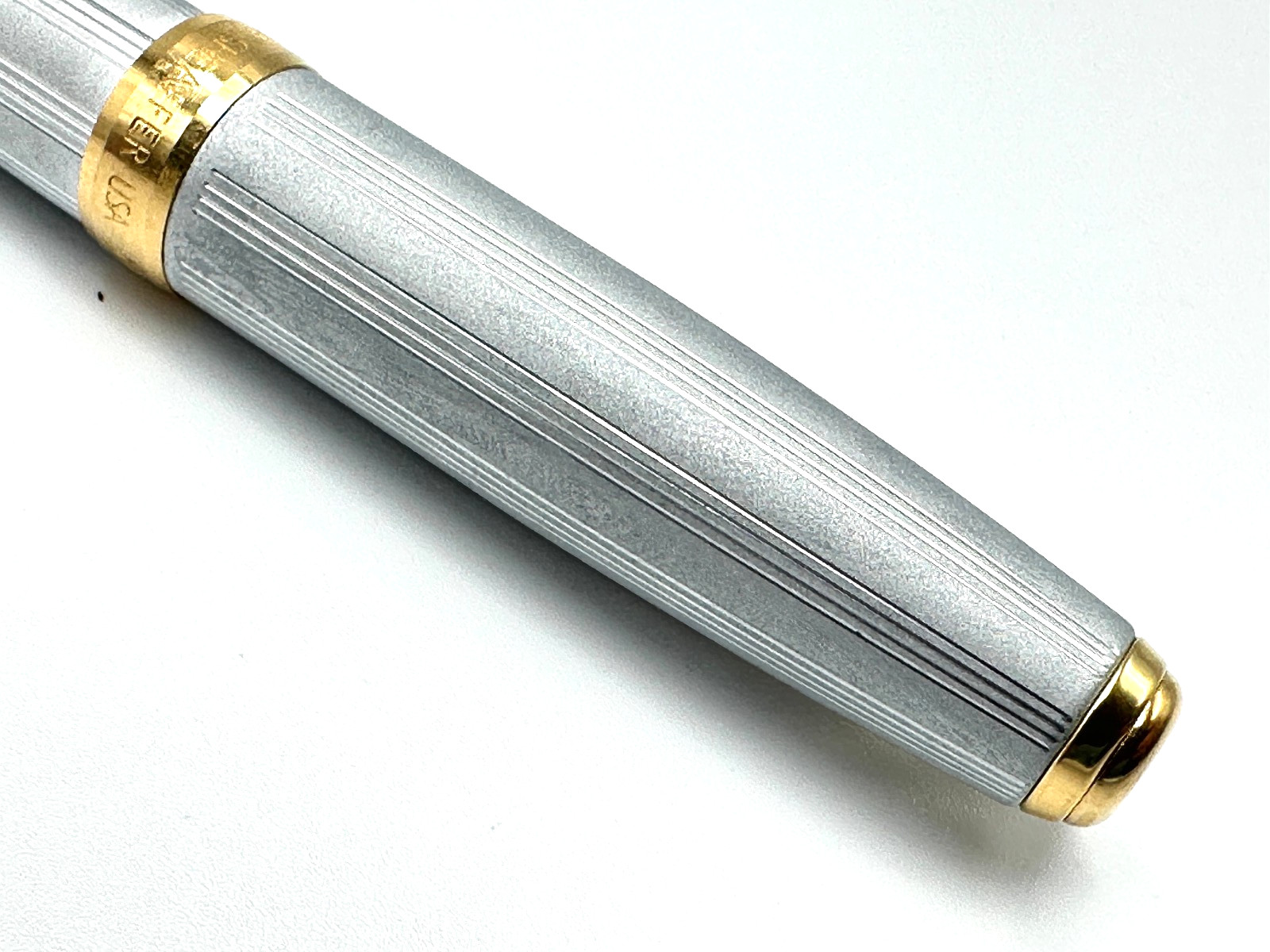 UNUSUAL 1990s SHEAFFER PRELUDE SATIN CHROME STRAIGHT LINE GT BALLPOINT PEN USA