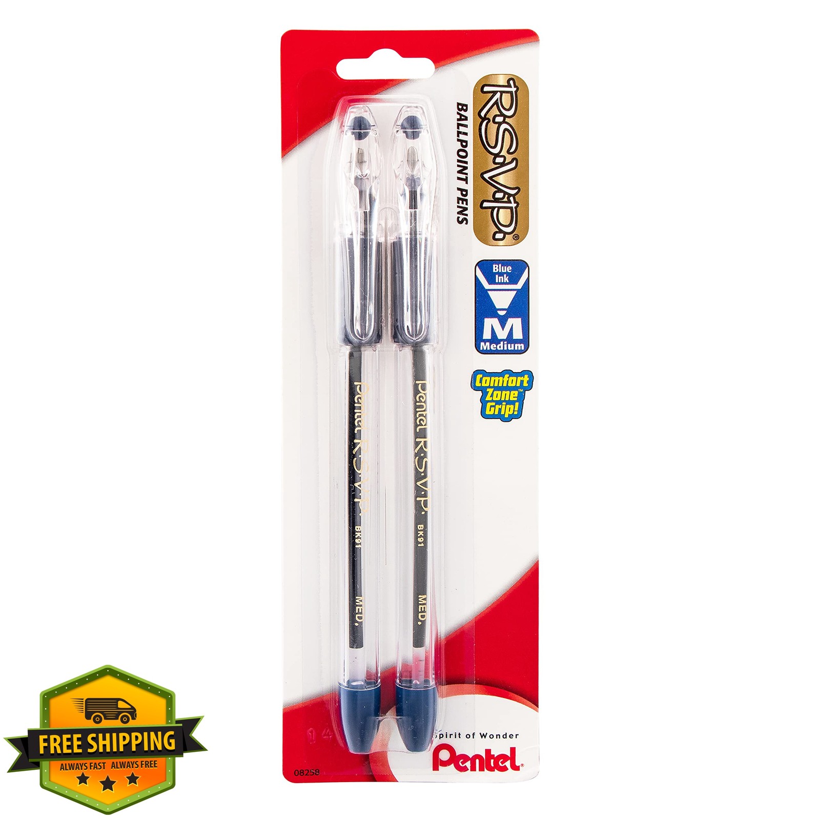 Pentel Blue Ink RSVP Pen 2 Count (Pack of 1)