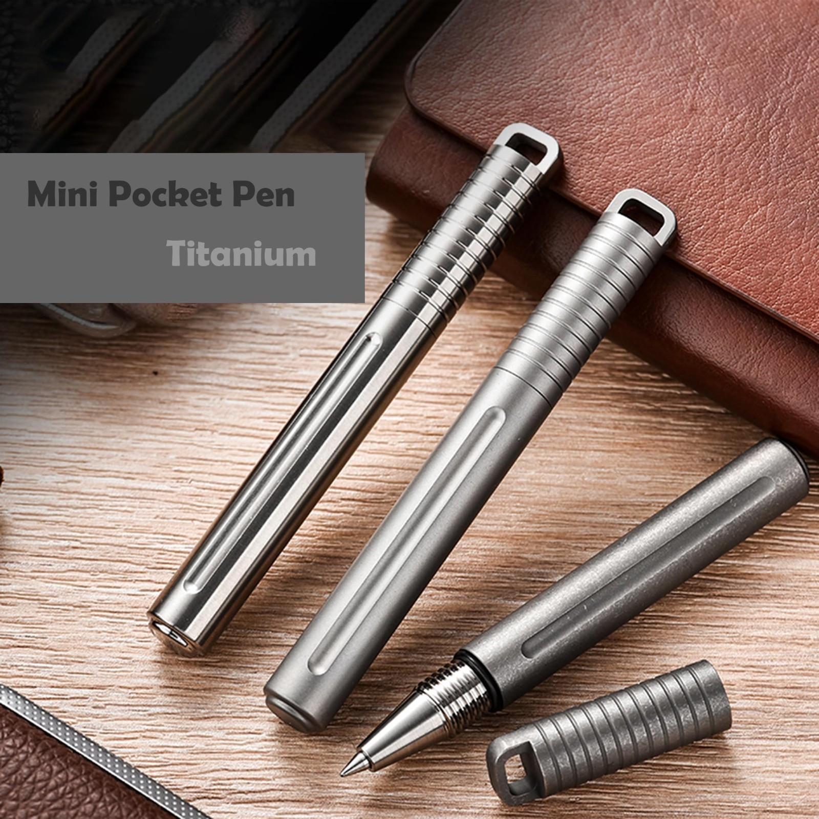 Compact Titanium Mini Ballpoint Pen 3.15″ Pocket Size for Everyday Carry, EDC