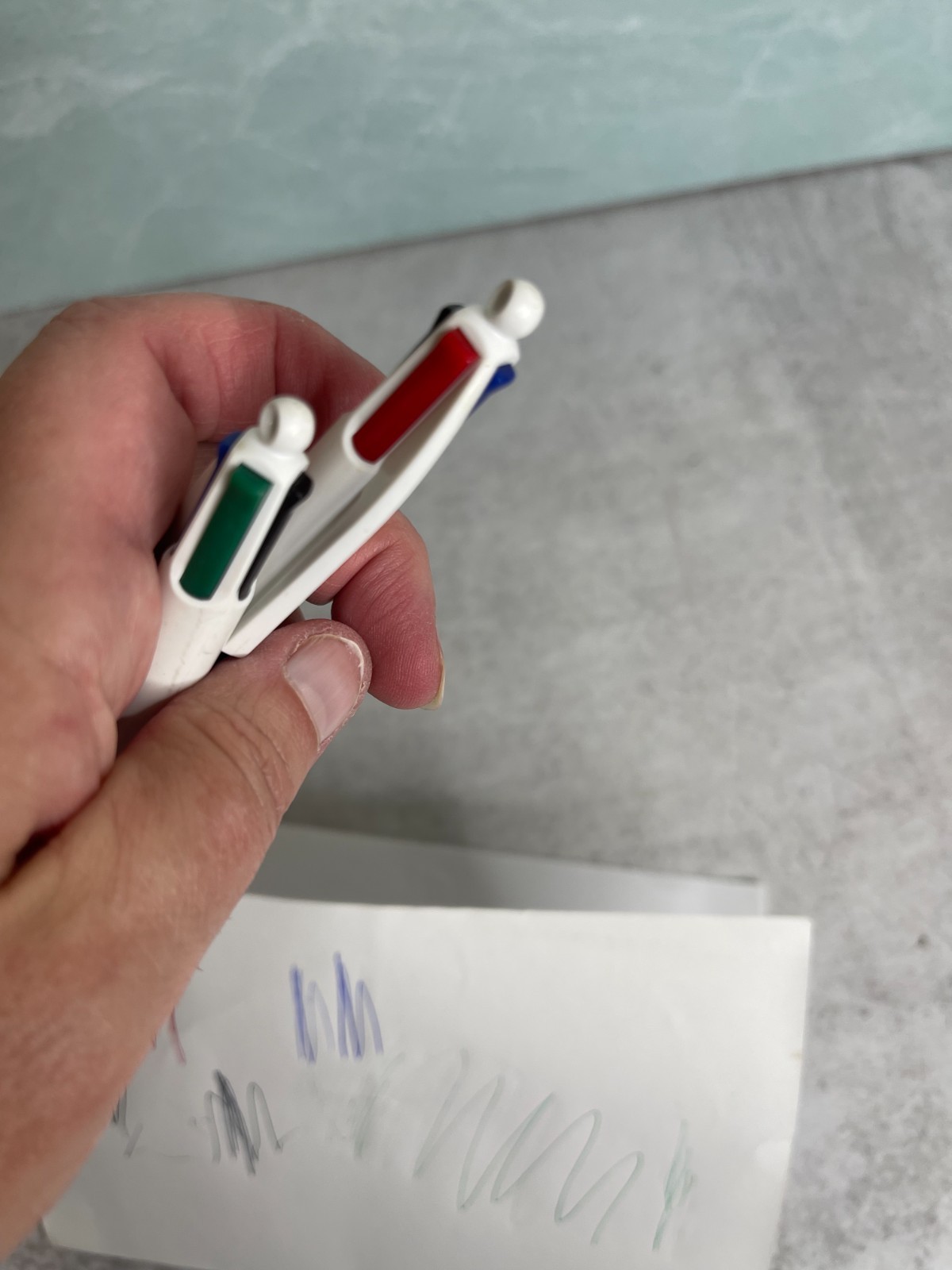 Two Vtg BIC Multi Color Pens Made in France Click Ballpoint Green Red Blue Black