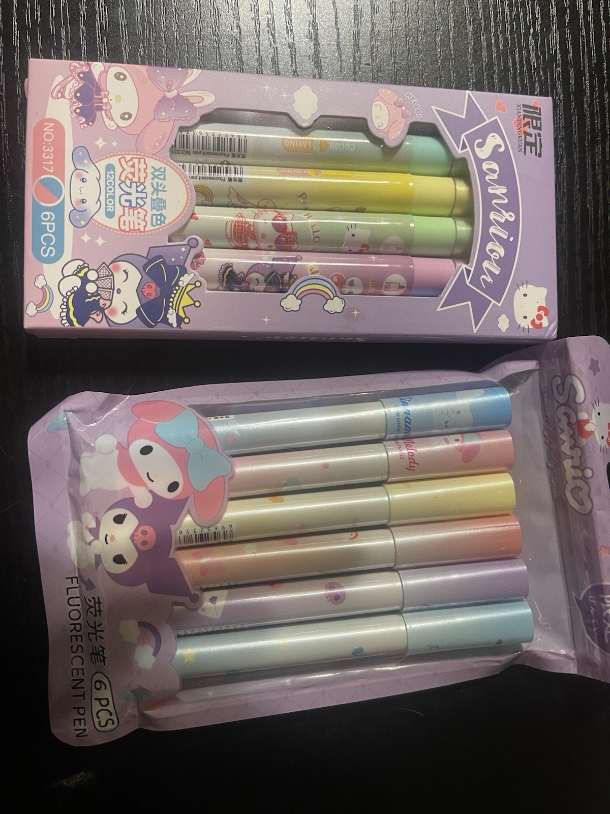 Sanrio Fluorescent Pen Set 2-Pack (6pcs Each) Multicolor Ink Plastic