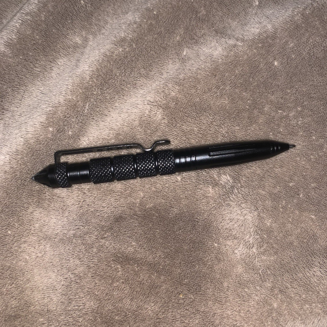 Black Metal Tactical Window Breaker, Ballpoint Pen, Black Ink, Pocket Clip, Used