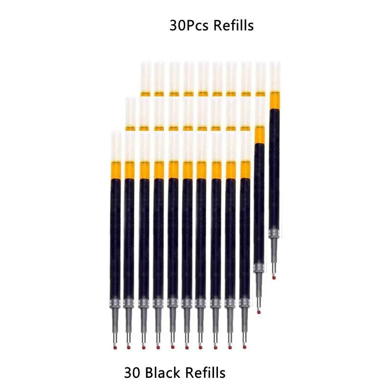 13/30pcs Retractable Gel Pens Set Black/Red/Blue Ink Ballpoint for Writing Refil