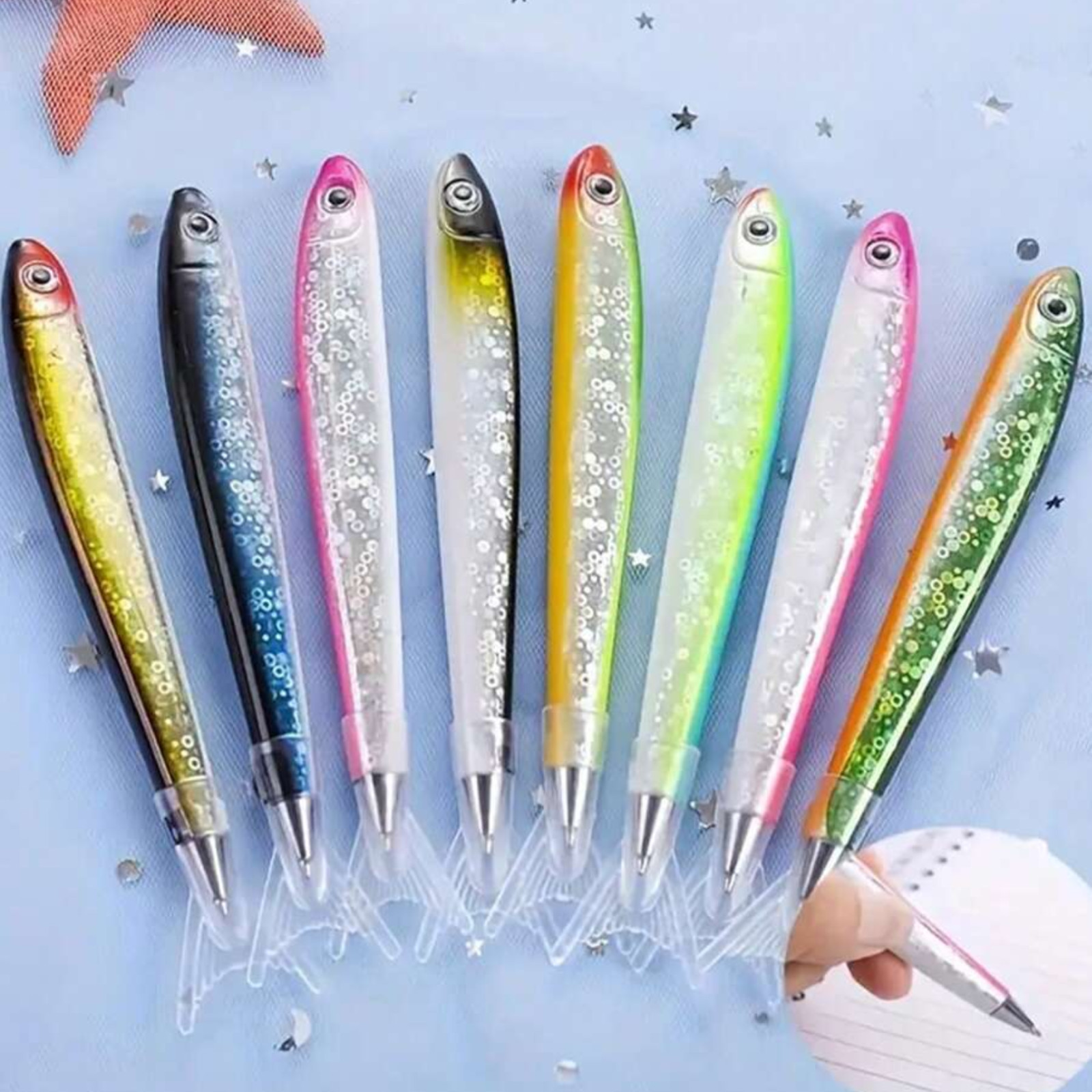 Fish Shaped Ballpoint Pens with Click Off Cap Fishing Decoration Black Ink Pens