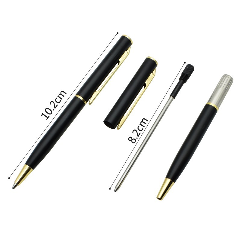 Mini Metal Twist-Activated Ballpoint Pen -Pocket-Sized 0.7mm Fine Black Blue Ink