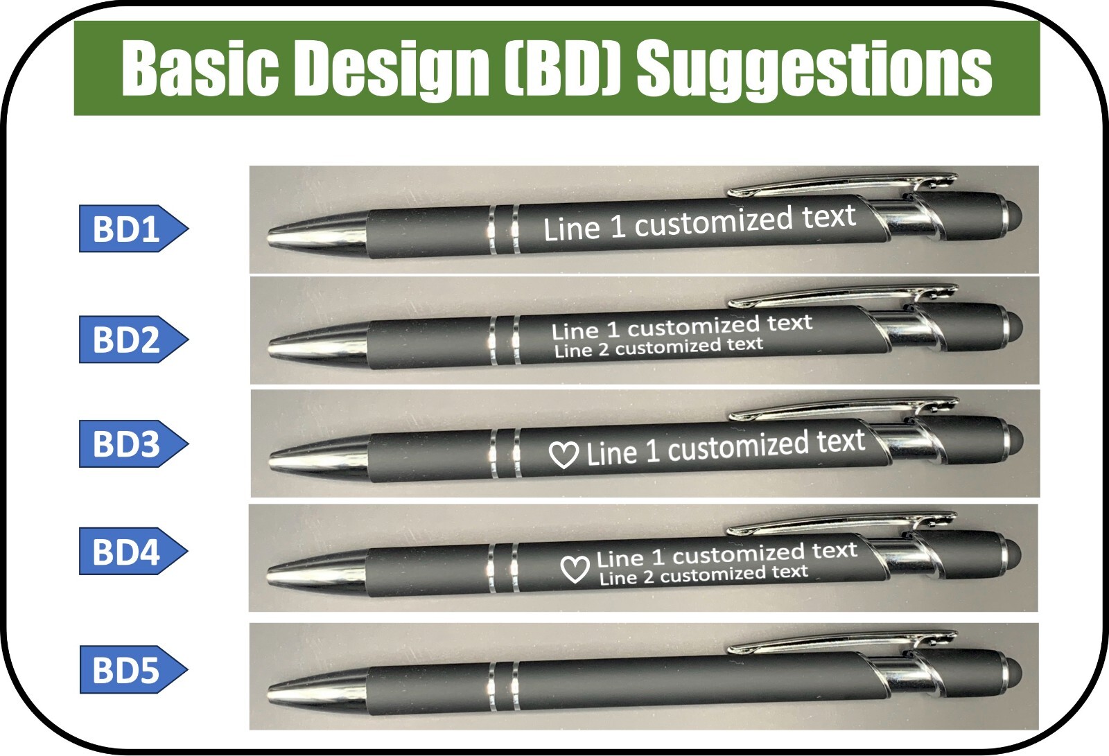 Personalized Silver Trim Laser Engraved Stylus Pens