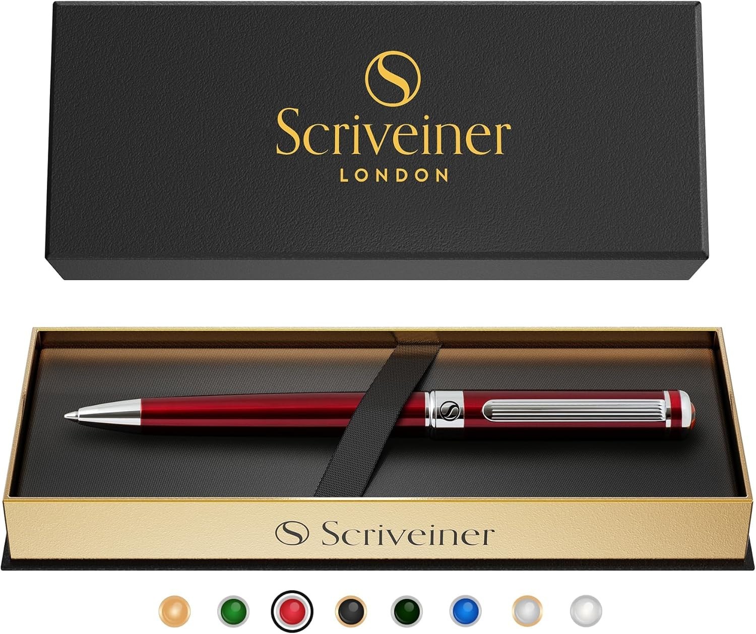 Crimson Red Lacquer Ballpoint Pen – Luxury Chrome Executive Gift, Schmidt Refill