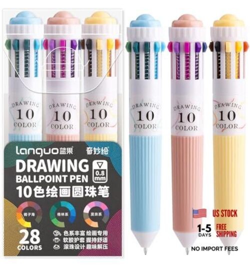 3 Pack Multicolor Pens, 10-in-1 3PCS-28 Colored Multicolor Ballpoint Pen
