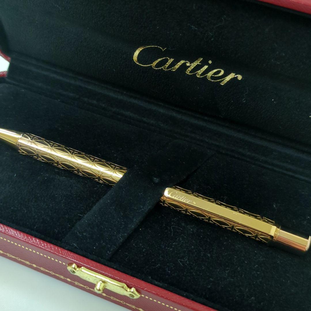 Cartier C de Ballpoint Pen Stationery Gold Authentic Unisex RARE w/ boxed