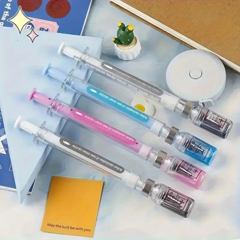 10Pcs Syringe Gel Pens Novelty Fun Ballpoint Nurse Doctor Student Gift