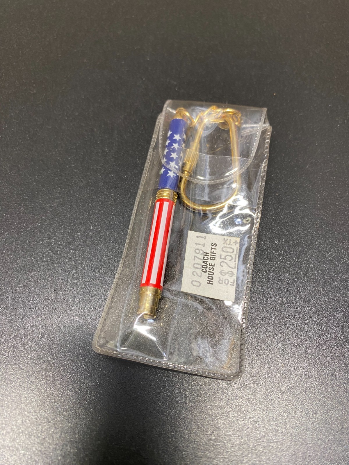 Vintage Mini Ballpoint Pen Key Chain American Flag Patriotic